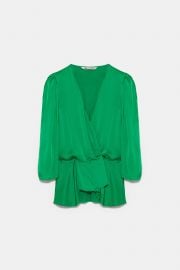 SATEEN WRAP BLOUSE at Zara